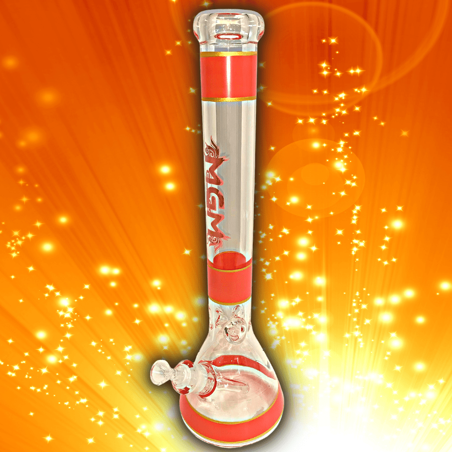 mgm glass 7mm banded logo beaker bong 18" mgm glass 7mm banded logo beaker bong 18"