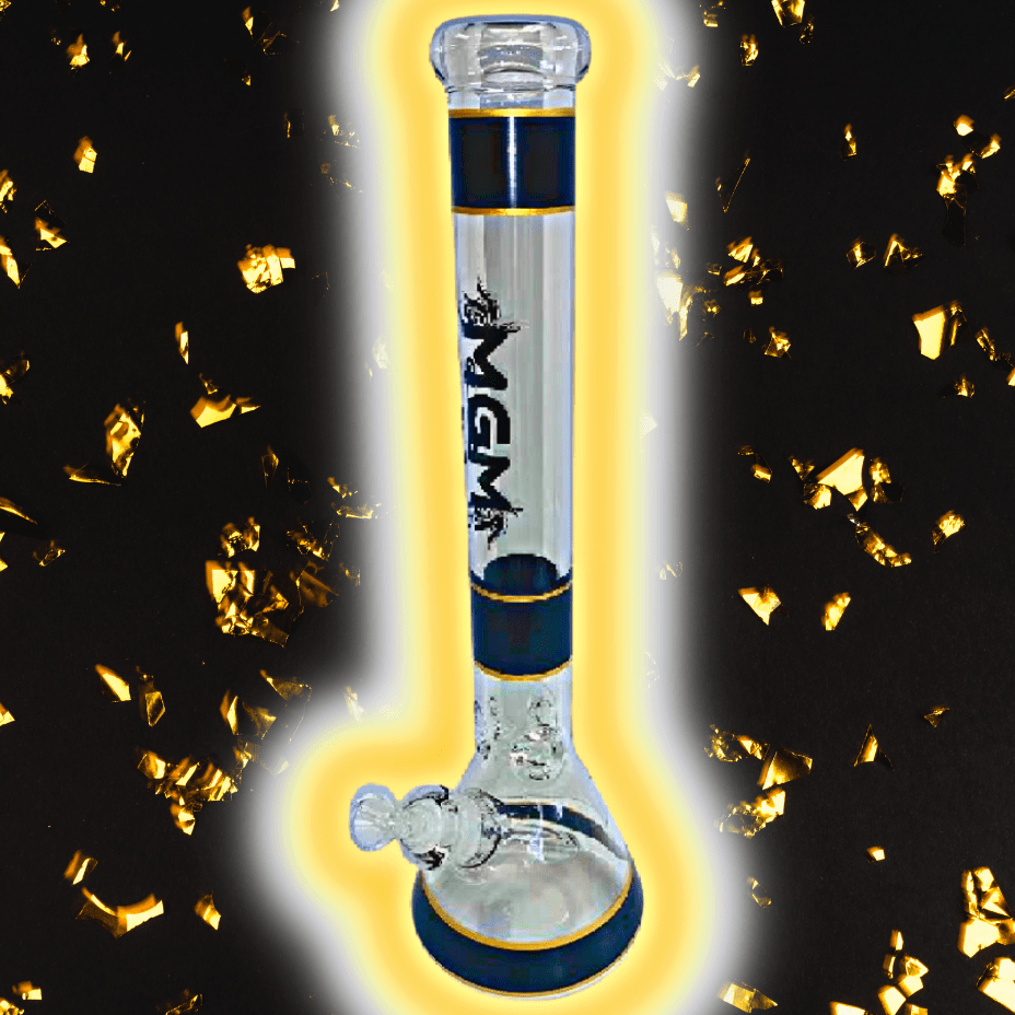 mgm glass 7mm banded logo beaker bong 18" mgm glass 7mm banded logo beaker bong 18"