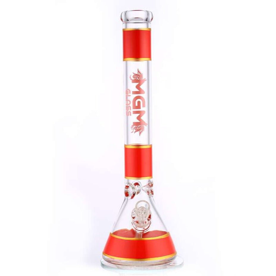 mgm glass 7mm banded logo beaker bong 18" mgm glass 7mm banded logo beaker bong 18"